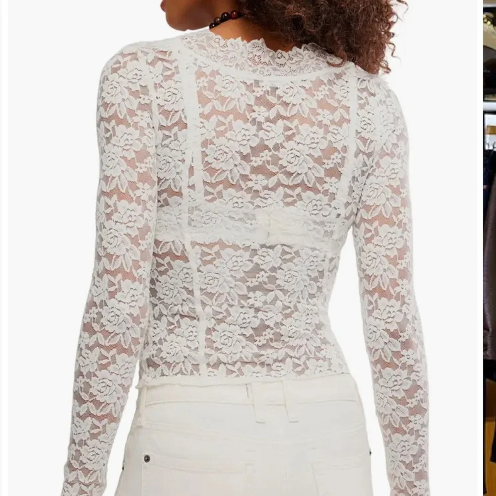 FREE PEOPLE ALL NIGHT LONG WHITE LACE LONG SLEEVE TOP LARGE